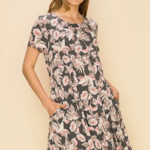 Women Floral Print Soft Mini Simple Dress - Picture 6 of 6